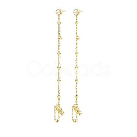 Plastic Pearl Beaded Dangle Stud Earrings EJEW-D069-02G-1