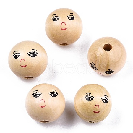 Unfinished Natural Wood Beads WOOD-T019-31-A-22mm-1