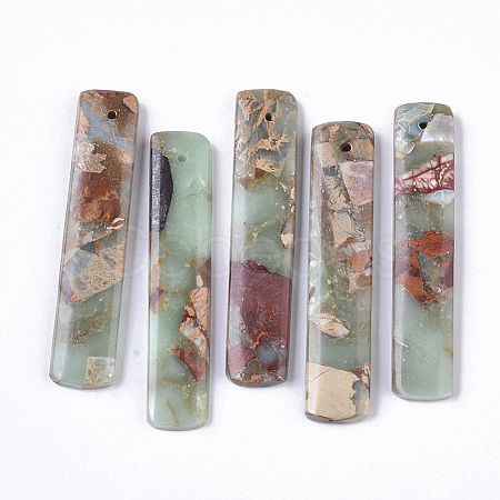 Natural Aqua Terra Jasper Pendants X-G-S366-007E-1