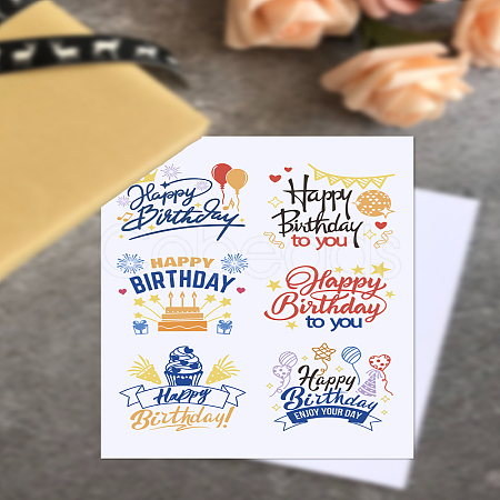 Happy Birthday Theme Self-Adhesive Silk Screen Printing Stencil X1-DIY-WH0338-328-1