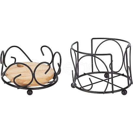 2Pcs 2 Style Iron Cup Mat Frame AJEW-FG0001-43-1
