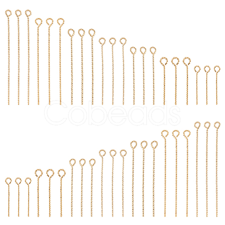 PANDAHALL ELITE 70Pcs 7 Styles Brass Twist Eye Pins KK-PH0010-29-1