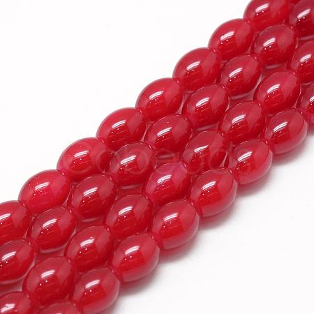 Baking Paint Glass Beads Strands DGLA-S115-8x6mm-Y47-1