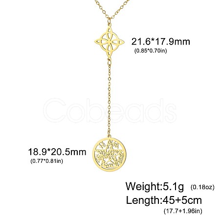 Witch Knot 304 Stainless Steel Hollow Pendant Y Necklaces for Women FS-WGCB0A9-14-1