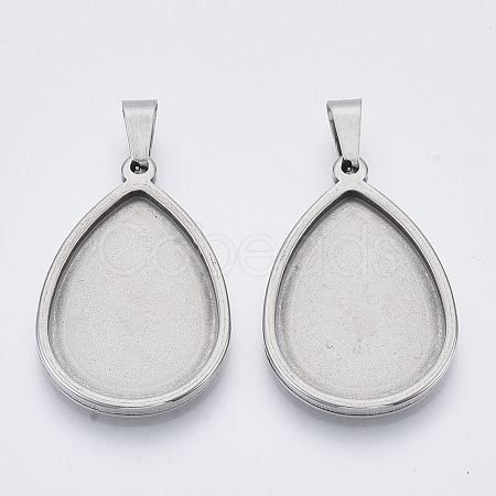 Non-Tarnish 201 Stainless Steel Pendant Cabochon Settings STAS-R101-01-1