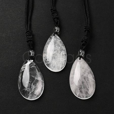 Natural Quartz Crystal Pendant Necklace with Nylon Cord for Women NJEW-L464-A06-1