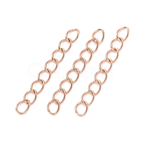 Ion Plating(IP) 304 Stainless Steel Curb Chains Extender STAS-WH0032-02B-RG-1