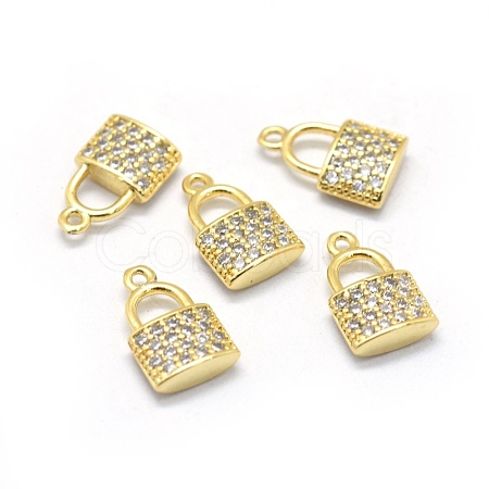 Brass Micro Pave Cubic Zirconia Charms KK-L184-11G-1