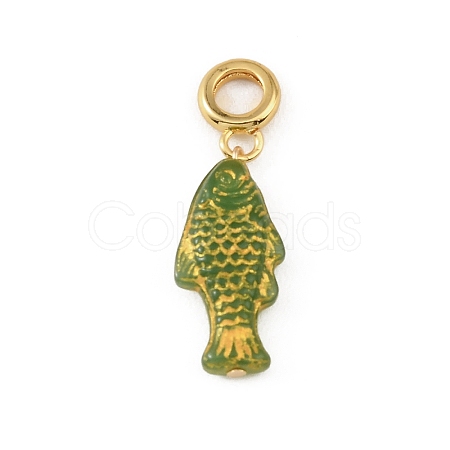 Brass Resin & Enamel European Dangle Charms KK-CBA217A-07G-01-1