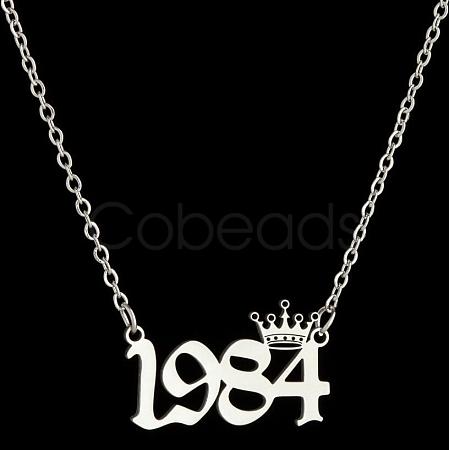 Crown Birth Year 201 Stainless Steel Pendant Necklaces for Women FS-WG4E8F2-45-1