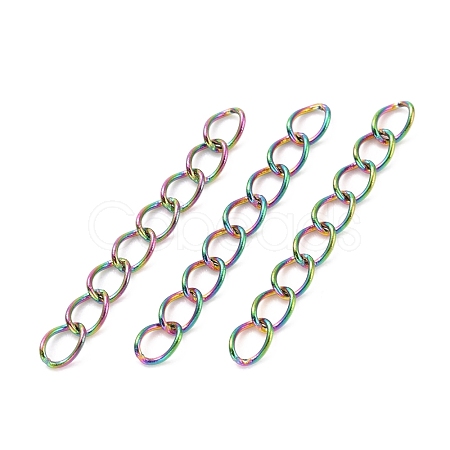 Ion Plating(IP) 304 Stainless Steel Curb Chains Extender STAS-WH0032-02B-M-1