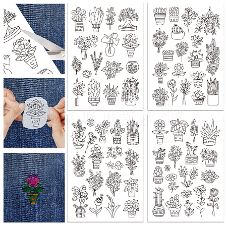 4 Sheets 11.6x8.2 Inch Stick and Stitch Embroidery Patterns DIY-WH0455-011-1