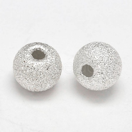 Round 925 Sterling Silver Textured Beads STER-F012-23D-1