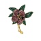 Flower Alloy Rhinestone Brooches for Backpack Clothes, Rose, 64x54mm