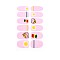 Avocados & Strawberries & Flowers Full Cover Nail Art Stickers, Glitter Powder Decals, Self Adhesive, for Nail Tips Decorations, Pearl Pink, 25.5x10~16.5mm, 12pcs/sheet