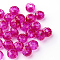 Glass European Beads, Large Hole Beads, No Metal Core, Rondelle, Fuchsia, 14x8mm, Hole: 5mm