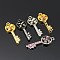 Alloy Rhinestone Pendants, Grade A, Key, Mixed Color, 28x10x3.5mm, Hole: 2mm