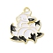 Alloy Enamel Pendants, Golden, Nine-tailed Fox Charm, Black, 27x23.5x1.5mm, Hole: 2mm