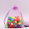 Rectangle Organza Drawstring Bags, Plum, 9x7cm