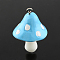 Resin Pendants, Mushroom, Light Sky Blue, 34~36x22~26x22~26mm, Hole: 2mm