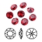 Pointed Back & Back Plated K9 Glass Rhinestone Cabochons, Grade A, Faceted, Flat Round, Ruby, 8x4.5mm