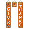 Polyester Hanging Sign for Home Office Front Door Porch Decorations, Rectangle & Square, Word Give Thanks, Dark Orange, 180x30cm and 30x30cm, 3pcs/set