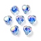 UV Plating Rainbow Iridescent Acrylic Beads, Two Tone Bead in Bead, Heart, Royal Blue, 11x11.5x8mm, Hole: 3mm