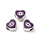 CCB Plastic European Beads, Large Hole Beads, Heart with Evil Eyes, Purple, 11x11.5x8mm, Hole: 5mm