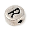 925 Sterling Silver Flat Round with Letter Beads STER-G044-01AS-R-2