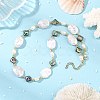 Natural Paua Shell Rhombus & Natural Baroque Keshi Pearl Oval Beaded Necklaces with 304 Stainless Steel End Chains NJEW-JN06522-1
