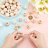 52Pcs 2 Style Spray Painted Natural Wood Beads WOOD-PH0002-24-5
