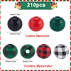 6 Styles Painted Natural Wood Beads WOOD-SP0001-09-2