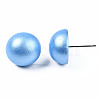Painted Half Round Schima Wood Earrings for Girl Women EJEW-T017-02B-3