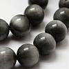 Natural Hawk's Eye Round Beads Strands G-O143-01-12mm-3