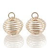 Hollow Lantern Iron Wire Bead Cage Pendants X-IFIN-N001-02KC-1