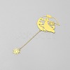 Chinese Style Brass Whale Sun Charms Bookmarks with Chain AJEW-Z042-01G-2