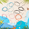 4 Sets 4 Colors 304 Stainless Steel & Alloy Wave & Flat Round Charm Bracelet BJEW-AN0001-34-7