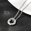 304 Stainless Steel Crystal Rhinestone Hexagon Pendant Necklaces for Women NJEW-F339-04P-5
