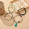 4Pcs 4 Style Natural & Synthetic Mixed Gemstone & Pearl Stretch Bracelets Set BJEW-JB08887-2