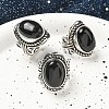 Natural Obsidian Adjustable Rings RJEW-I108-01AS-17-2