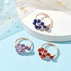 3Pcs 3 Style Natural Mixed Gemstone Braided Beaded Finger Rings Set RJEW-TA00106-2