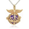 Golden Tone Brass Hollow Round Cage Pendants KK-J237-03G-1