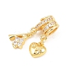 Alphabet Brass Micro Pave Clear Cubic Zirconia Pendants KK-Z151-20G-3