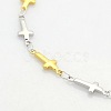 Two Tone Religious Catholic Jewelry 304 Stainless Steel Cross Link Chain Bracelets STAS-O036-09M-2