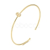 Rack Plating Brass Micro Pave Clear Cubic Zirconia Letter Open Cuff Bangles BJEW-A018-01G-S-1