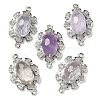 Natural Amethyst Faceted Oval Connector Charms G-G181-06P-04-1