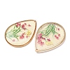Brass & Transparent Epoxy Resin & Dried Flower Pendants RESI-G133-02G-06-2