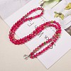 Natural White Jade Round Beaded Wrap Bracelet with Alloy Ohm/Aum Lotus AJEW-PH00503-02-3