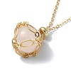 Natural Mixed Gemstone Round Pendant Necklaces NJEW-JN04565-3
