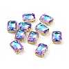 Rectangle Octagon Shape Sew on Glass Rhinestone DIY-E062-01G-01-1